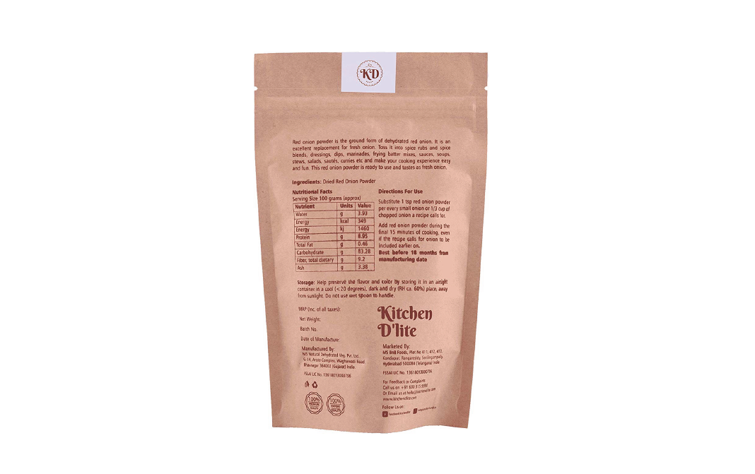 Kitchen D'lite Red Onion Powder    Pack  150 grams